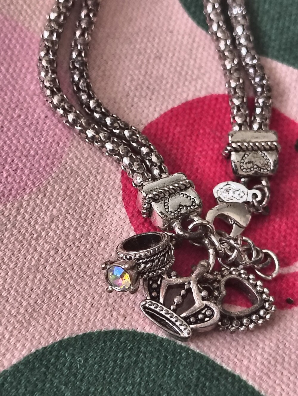 Premier Designs Double Silver Tone Bracelet With Charms. Estate Find